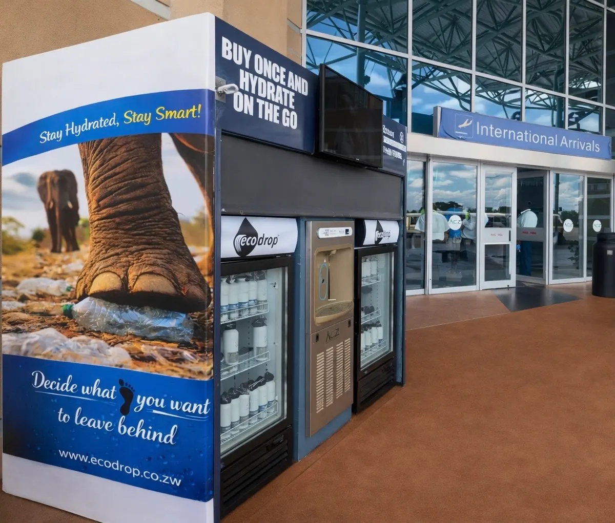 The Ecodrop kiosk at Victoria Falls International Airport